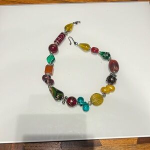 Vintage antique Indian glass trade bead necklace Yemen art boho